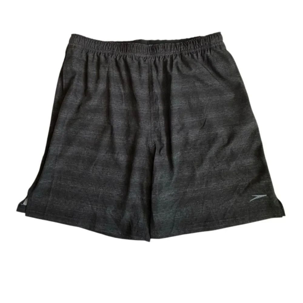 Speedo Mens Charcoal Black Swim Shorts Pockets SZ XXL